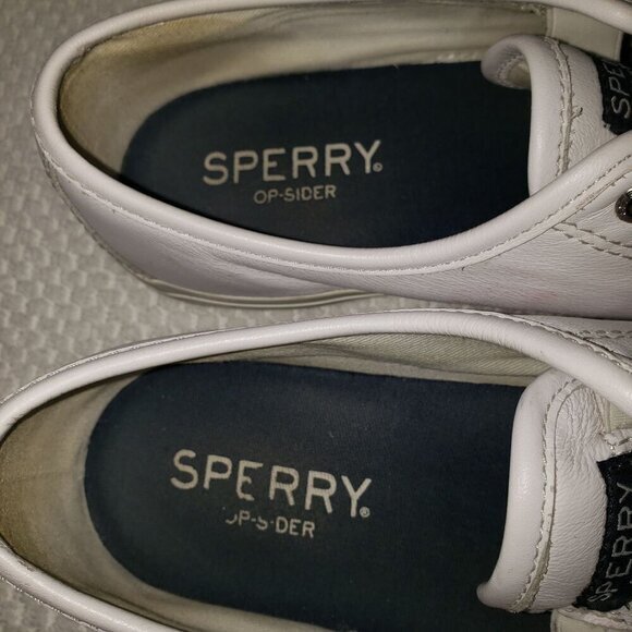 Sperry Top-Sider White Leather Slip-on Sneakers Womens Shoes Size 8.5 Pre-Owned - Picture 10 of 12
